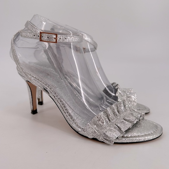 Good American Shoes - Good American Silver Show Off Ankle Wrap Sandals Heels 10